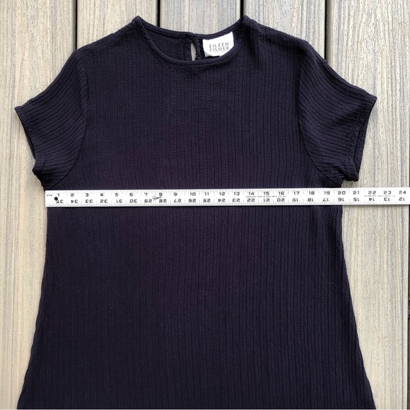 Eileen Fisher Black A-Line Textured Dress Size L - Picture 4 of 8
